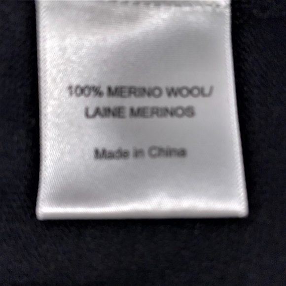 New Tory Burch Black Merino Wool Ruffle Neck Long Light Sweater Size M Tunic - Picture 8 of 10